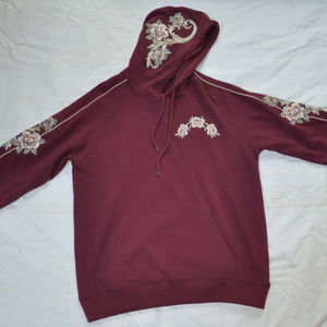 FTW Flower Embroidered Hoodie Wine Color